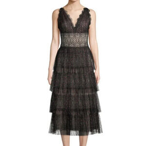 NWT Catherine Deane | Lala Lace Midi Dress w/ Tiered Tulle Skirt - Size 14